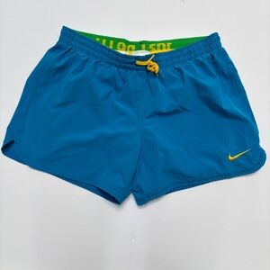 Nike Dri Fit Running Shorts Blue Yellow Green Size S